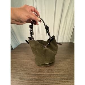 Dooney & Bourke Green‎ Suede Bucket Bag | Vintage Leather Trim Purse
